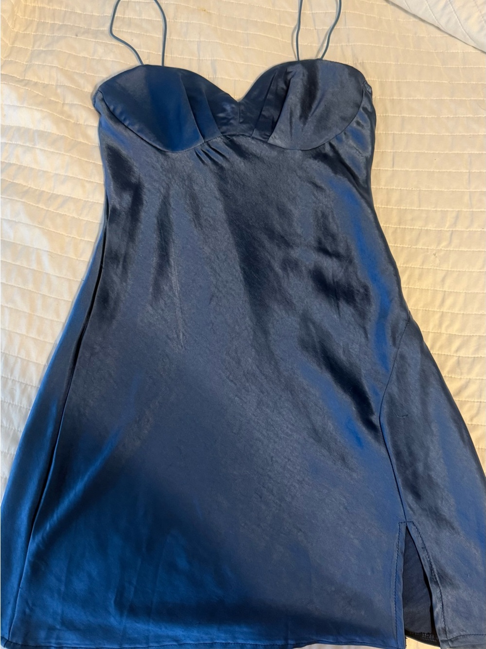 Hello Molly Navy Blue Satin Mini Dress